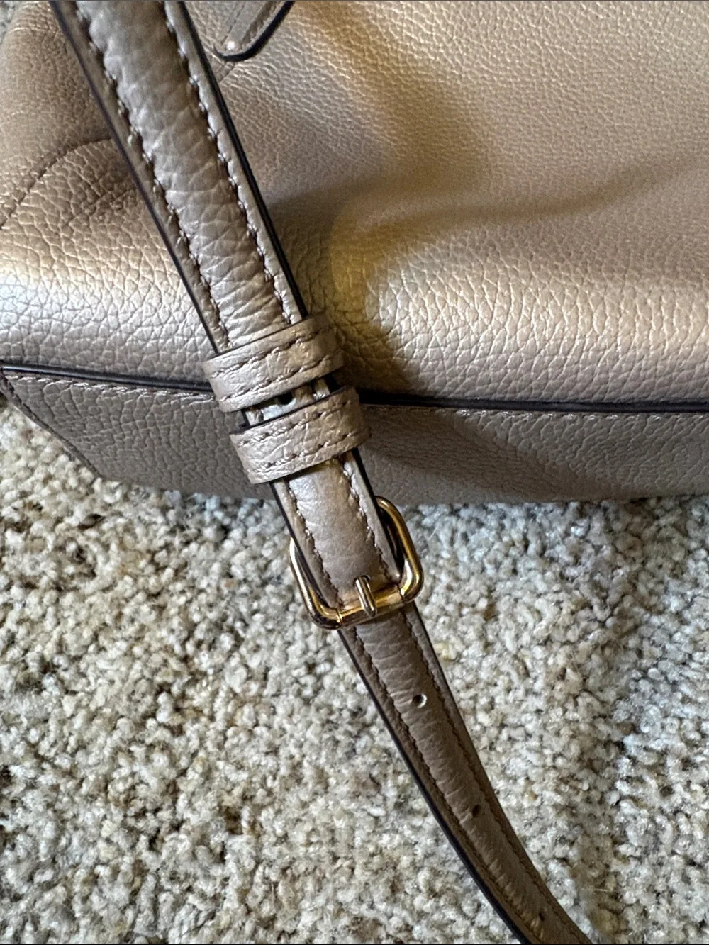 Coach Pebbled Leather Mini Satchel in Taupe with Gold Hardware